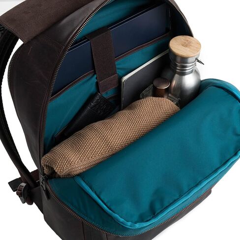VELEZ Dark Brown Top Grain Leather Backpack Casual Daypack + Small Messenger Bag For Men in Kuwait