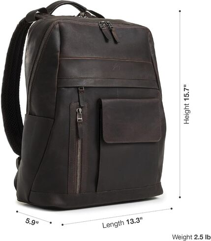 VELEZ Dark Brown Top Grain Leather Backpack Casual Daypack + Small Messenger Bag For Men in Kuwait