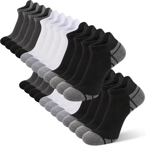 12 Pairs Men's Low Cut Ankle Socks, Breathable Mesh, Heel Tab, Reinforced Toe/Heel, Socks Size 10-13 (Shoe Size 8-12) in Saudi Arabia