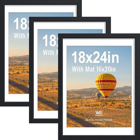 8.5x11 Picture Frame Black - 3 Pack, Solid Wood Frame, with HD Tempered Glass, Displays 6x8 or 8.5 x 11 Photo, for Tabletop & Wall in Living Room, Bedroom, Office, Gallery in Kuwait