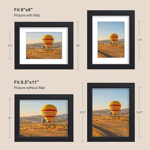 8.5x11 Picture Frame Black - 3 Pack, Solid Wood Frame, with HD Tempered Glass, Displays 6x8 or 8.5 x 11 Photo, for Tabletop & Wall in Living Room, Bedroom, Office, Gallery in Kuwait