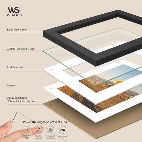 8.5x11 Picture Frame Black - 3 Pack, Solid Wood Frame, with HD Tempered Glass, Displays 6x8 or 8.5 x 11 Photo, for Tabletop & Wall in Living Room, Bedroom, Office, Gallery in Kuwait