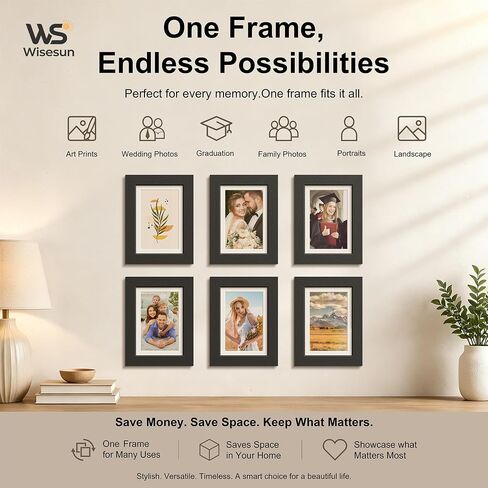 8.5x11 Picture Frame Black - 3 Pack, Solid Wood Frame, with HD Tempered Glass, Displays 6x8 or 8.5 x 11 Photo, for Tabletop & Wall in Living Room, Bedroom, Office, Gallery in Kuwait