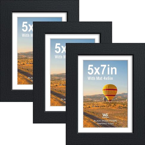 8.5x11 Picture Frame Black - 3 Pack, Solid Wood Frame, with HD Tempered Glass, Displays 6x8 or 8.5 x 11 Photo, for Tabletop & Wall in Living Room, Bedroom, Office, Gallery in Kuwait