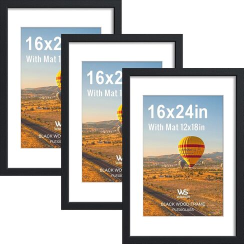 8.5x11 Picture Frame Black - 3 Pack, Solid Wood Frame, with HD Tempered Glass, Displays 6x8 or 8.5 x 11 Photo, for Tabletop & Wall in Living Room, Bedroom, Office, Gallery in Kuwait