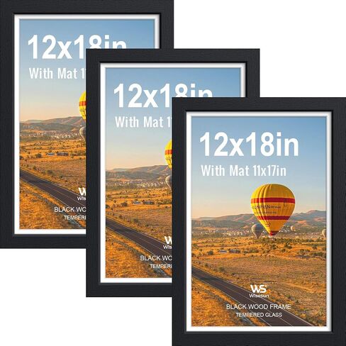 8.5x11 Picture Frame Black - 3 Pack, Solid Wood Frame, with HD Tempered Glass, Displays 6x8 or 8.5 x 11 Photo, for Tabletop & Wall in Living Room, Bedroom, Office, Gallery in Kuwait