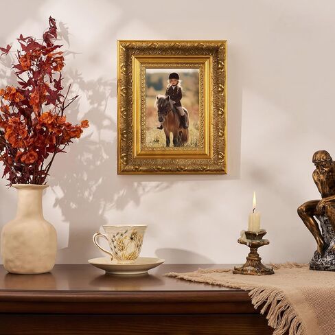 Gold 8x10 Picture Frame Vintage Photo Frames for Wall Tabletop, Retro 8 x 10 Wood Ornate Frame Gallery Wall Decor, Birthday Housewarming Gift for Family Mom Sister Grandma Friends in Saudi Arabia