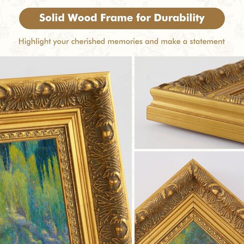 Gold 8x10 Picture Frame Vintage Photo Frames for Wall Tabletop, Retro 8 x 10 Wood Ornate Frame Gallery Wall Decor, Birthday Housewarming Gift for Family Mom Sister Grandma Friends in Saudi Arabia