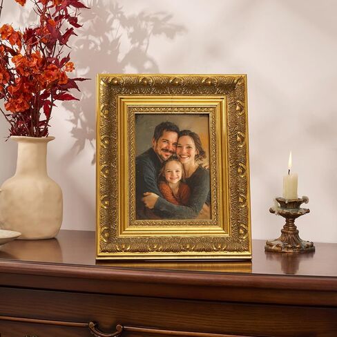 Gold 8x10 Picture Frame Vintage Photo Frames for Wall Tabletop, Retro 8 x 10 Wood Ornate Frame Gallery Wall Decor, Birthday Housewarming Gift for Family Mom Sister Grandma Friends in Saudi Arabia