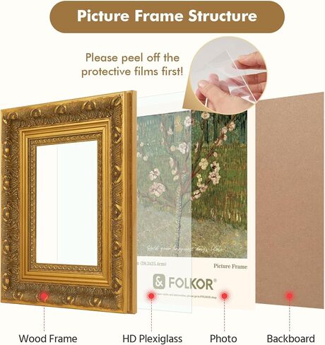 Gold 8x10 Picture Frame Vintage Photo Frames for Wall Tabletop, Retro 8 x 10 Wood Ornate Frame Gallery Wall Decor, Birthday Housewarming Gift for Family Mom Sister Grandma Friends in Saudi Arabia