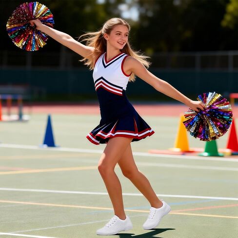 Girls Youth Cheer Shoes White Breathable Knit Cheerleading Sneakers for Kids Lightweight Non-Slip Dance Training Shoes for Tumbling Walking School in Saudi Arabia