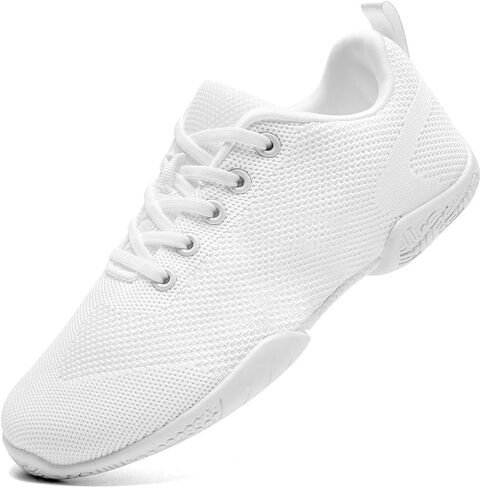 Girls Youth Cheer Shoes White Breathable Knit Cheerleading Sneakers for Kids Lightweight Non-Slip Dance Training Shoes for Tumbling Walking School in Kuwait