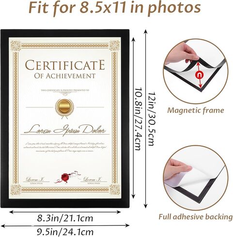 20 Packs 8.5 x 11 Magnetic Picture Frame Bulk, 8.5 by 11 Certificate Frame Document Frames, Magnetic Picture Frames with Self Adhesive Backing for Refrigerator Glass Locker Cubicle in Kuwait