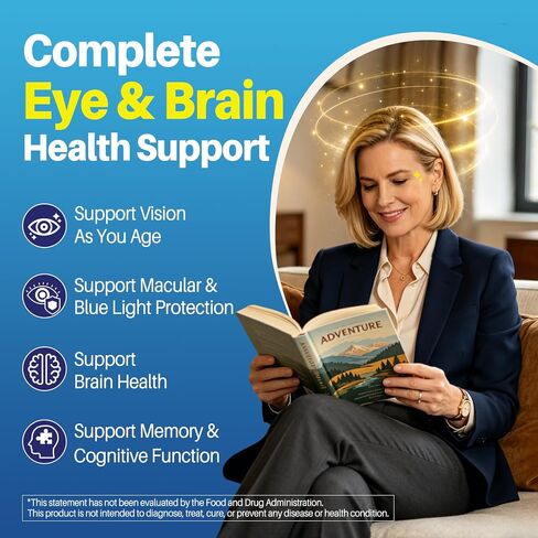 Lutein and Zeaxanthin Supplement, Eye Health Gummies, AREDS2-Based Formula, Omega-3, Zinc, Brain Focus & Learning, Vision Support, Blue Light Filtering, Adults & Seniors, Sugar Free, Vegan, 120 Count in Kuwait