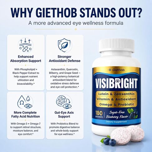 Lutein and Zeaxanthin Supplements, Eye Vitamins, 40 mg Lutein & 8 mg Zeaxanthin with Astaxanthin, Vitamins A, C, E, Zinc, Omega-3 & 7, Bilberry & Probiotics for Blue Light, Eye Health, 180 Count in Saudi Arabia