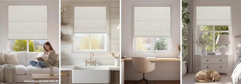 No Drill Roman Shades for Windows, 35" W x 72" H Cordless Blackout 1.3 Window Depth Need Easy Install Roman Window Blinds, Room Darkening Window Shades for Home, Living Room, Linen Beige in Saudi Arabia