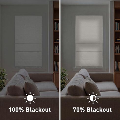 No Drill Roman Shades for Windows, 35" W x 72" H Cordless Blackout 1.3 Window Depth Need Easy Install Roman Window Blinds, Room Darkening Window Shades for Home, Living Room, Linen Beige in Saudi Arabia