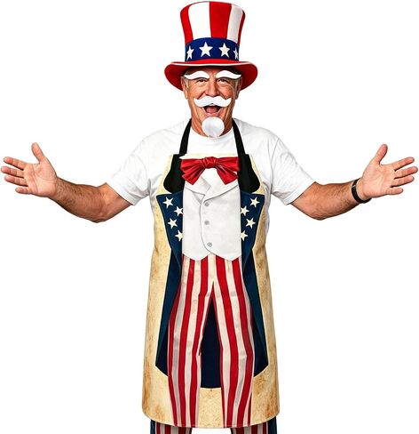 4 Pcs 4th of July Costume Patriotic Costume Accessories Set, American Hat Flag Eyebrow Beard for Independence Day in Saudi Arabia