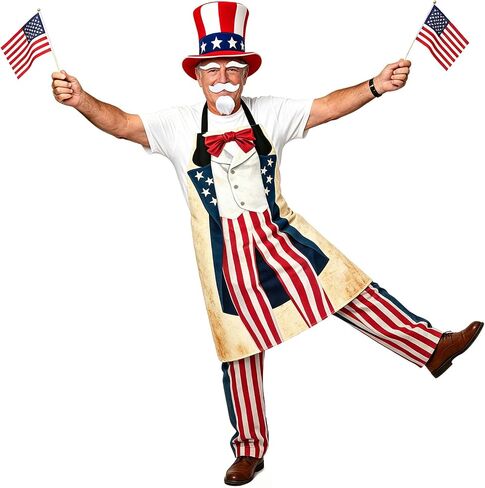 4 Pcs 4th of July Costume Patriotic Costume Accessories Set, American Hat Flag Eyebrow Beard for Independence Day in Saudi Arabia