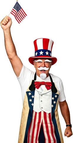 4 Pcs 4th of July Costume Patriotic Costume Accessories Set, American Hat Flag Eyebrow Beard for Independence Day in Saudi Arabia