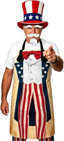 4 Pcs 4th of July Costume Patriotic Costume Accessories Set, American Hat Flag Eyebrow Beard for Independence Day in Saudi Arabia