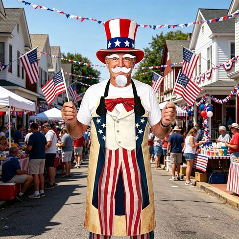 4 Pcs 4th of July Costume Patriotic Costume Accessories Set, American Hat Flag Eyebrow Beard for Independence Day in Saudi Arabia