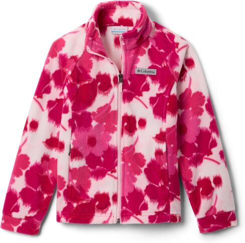 Columbia Youth Girls Benton Springs II Printed Fleece Jacket, Pink Ice Ikatbloom, X-Large in Kuwait
