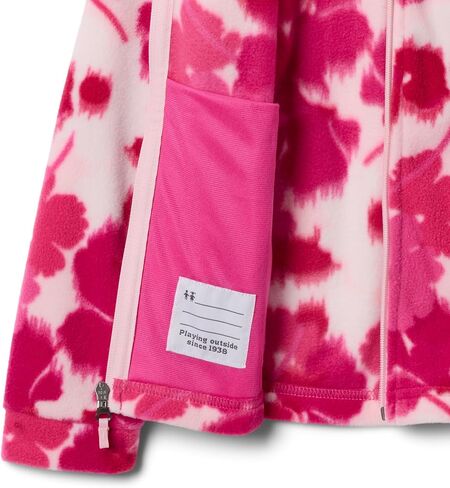Columbia Youth Girls Benton Springs II Printed Fleece Jacket, Pink Ice Ikatbloom, X-Large in Kuwait