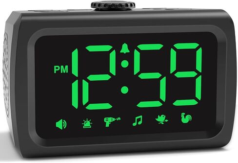 Peakeep 115dB Super Loud Alarm Clock for Heavy Sleepers, Large Display Auto/Manual Brightness for Bedroom, USB Charger, 6 Wake-up Sounds Battery Backup for Teens Shift Workers Oversleeping Fix in Saudi Arabia