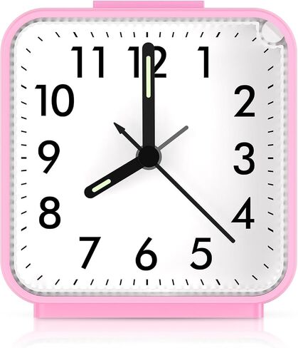 AMIR Analog Alarm Clock, Silent Non Ticking Small Clock, Travel Alarm Clock with Snooze & Light, Ascending Beep Sounds, Battery Operated Loud Alarm Clock for Bedroom, Bedside, Desk (Black) in Kuwait