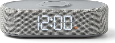 Fabric Digital Alarm Clock for Bedroom with Wireless Charging, USB-C Port, Dual Alarm, 30-Min Snooze, Dimmable Display, Ambient Light, Battery Backup, Modern Bedside Clock (Gary) in Kuwait