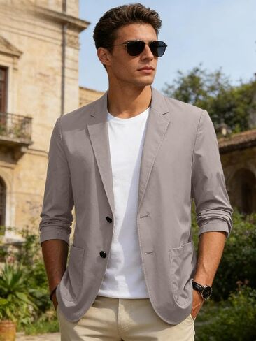 Men's Casual Blazer Lightweight Breathable Spring Summer Button Down Sport Coat Dressy Work Office Jackets in Kuwait
