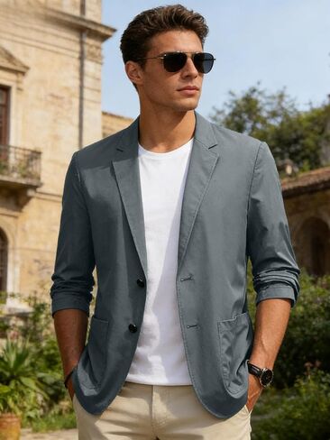 Men's Casual Blazer Lightweight Breathable Spring Summer Button Down Sport Coat Dressy Work Office Jackets in Kuwait