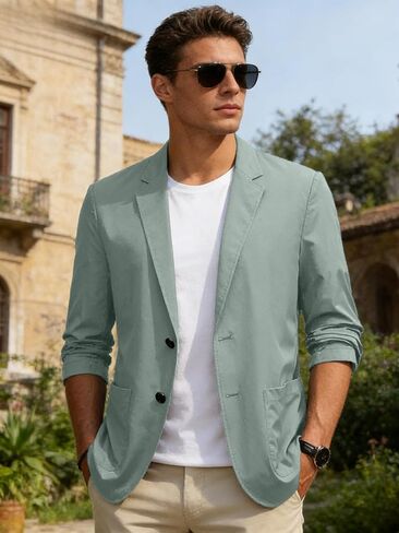 Men's Casual Blazer Lightweight Breathable Spring Summer Button Down Sport Coat Dressy Work Office Jackets in Kuwait