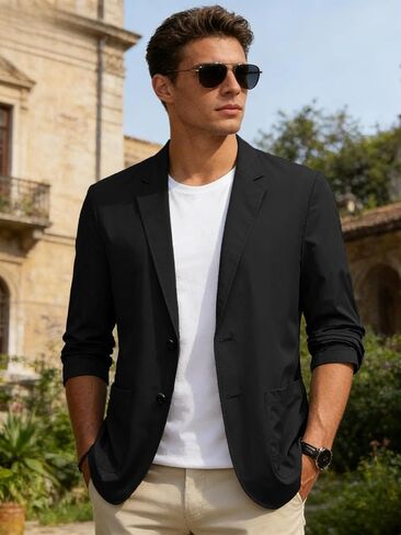 Men's Casual Blazer Lightweight Breathable Spring Summer Button Down Sport Coat Dressy Work Office Jackets in Kuwait