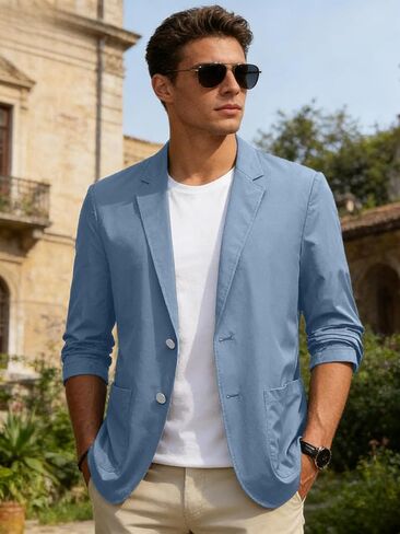 Men's Casual Blazer Lightweight Breathable Spring Summer Button Down Sport Coat Dressy Work Office Jackets in Kuwait