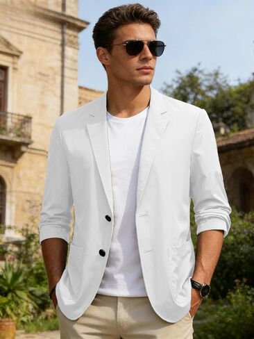 Men's Casual Blazer Lightweight Breathable Spring Summer Button Down Sport Coat Dressy Work Office Jackets in Kuwait