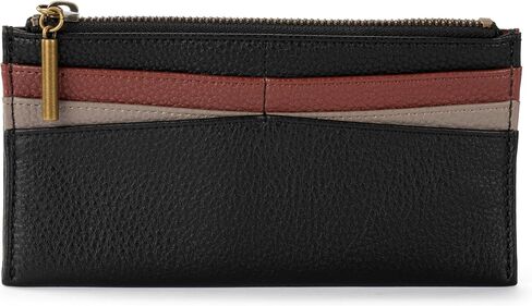 The Sak Neva Large Card Wallet in Leather, 6 Credit Card Pockets, Black Block in Kuwait