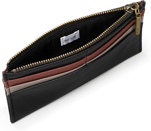 The Sak Neva Large Card Wallet in Leather, 6 Credit Card Pockets, Black Block in Kuwait