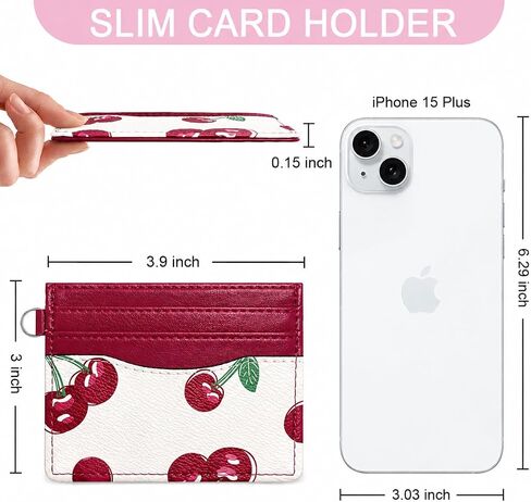 Sunwel Fashion Slim Credit Card Case for Women with Cute Fruit Prints & ID Window (CHERRY) in Kuwait