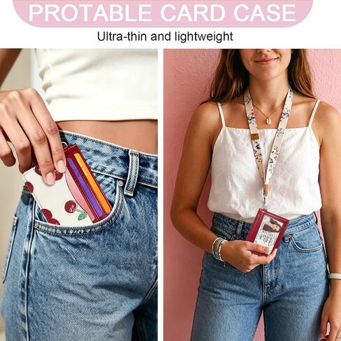 Sunwel Fashion Slim Credit Card Case for Women with Cute Fruit Prints & ID Window (CHERRY) in Kuwait