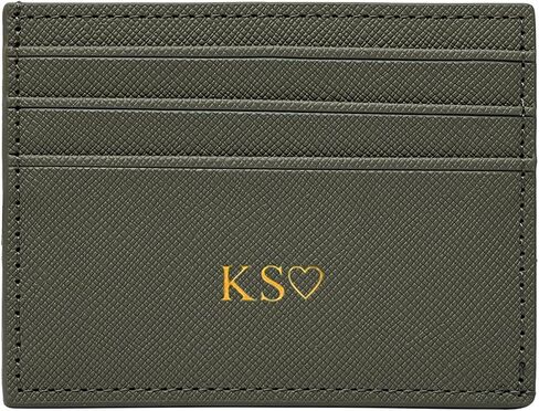 Custom Gold Silver Letters Brick Saffiano Personalisa Credit Card Holder Wallet, PU Leather Ultra Slim Wallet, Thin Minimalist Credit Card Case, Front Pocket Wallets for Men, Women (white) in Saudi Arabia