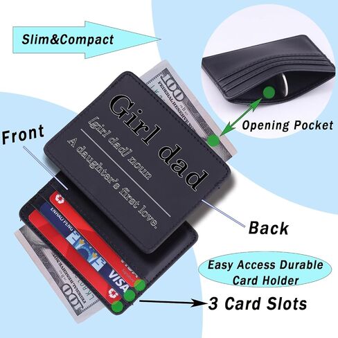 ENSIANTH Girl Dad Leather Wallet Father’s Day Gift Dad of Daughters -New Father Card Holder Pregnancy Announcement-Daddy Gift (Dad-Daughter CH) in Kuwait