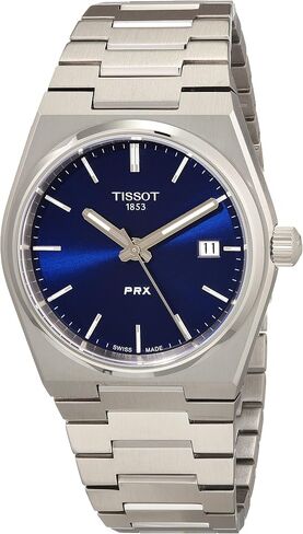 ساعة تيسوت للجنسين Tissot PRX 35 ملم 316L هيكل من الستانلس ستيل كوارتز، رمادي، ستانلس ستيل، 11 (T1372101104100) in Kuwait