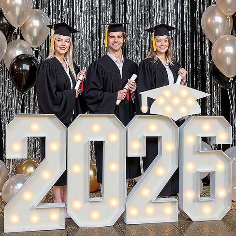 2.3ft Class of 2026 Light Up Numbers Graduation Decorations Large Marquee Letters with Lights Giant Jumbo Foam Board Lighted Sign Big Grad Mosaic 2.3 Feet Tall High School College Party Prom Decor in Saudi Arabia