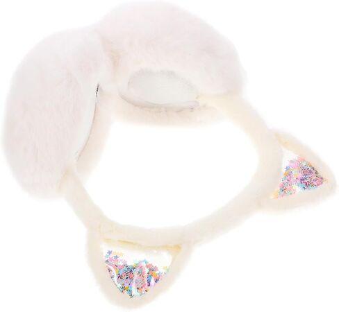 ULTECHNOVO Foldable Cat Ear Earmuffs White Plush Ear Covers Winter Protective for Boys and Outdoor Cold Weather Accessories in Kuwait