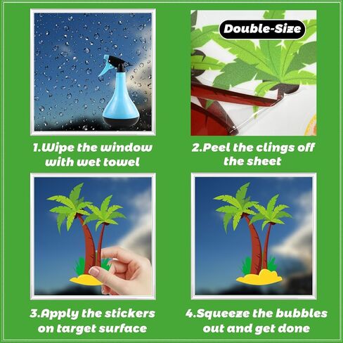 134Pcs Summer Window Clings, Sun Beach Pool Double-Side Window Stickers Decal for Home Office Window in Saudi Arabia