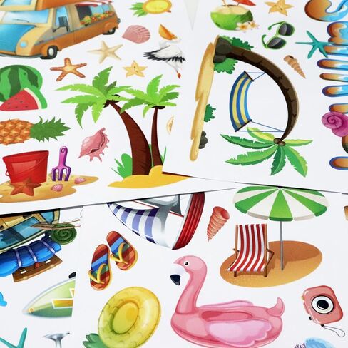 134Pcs Summer Window Clings, Sun Beach Pool Double-Side Window Stickers Decal for Home Office Window in Saudi Arabia