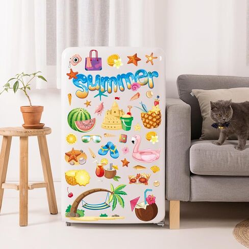 134Pcs Summer Window Clings, Sun Beach Pool Double-Side Window Stickers Decal for Home Office Window in Saudi Arabia