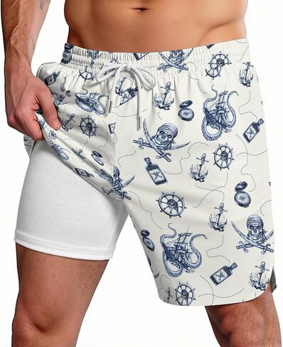 DFZ Men's Swim Trunks Quick Dry Mesh Liner Funny Board Short with Pockets for Summer Beach Surf Shorts in Saudi Arabia